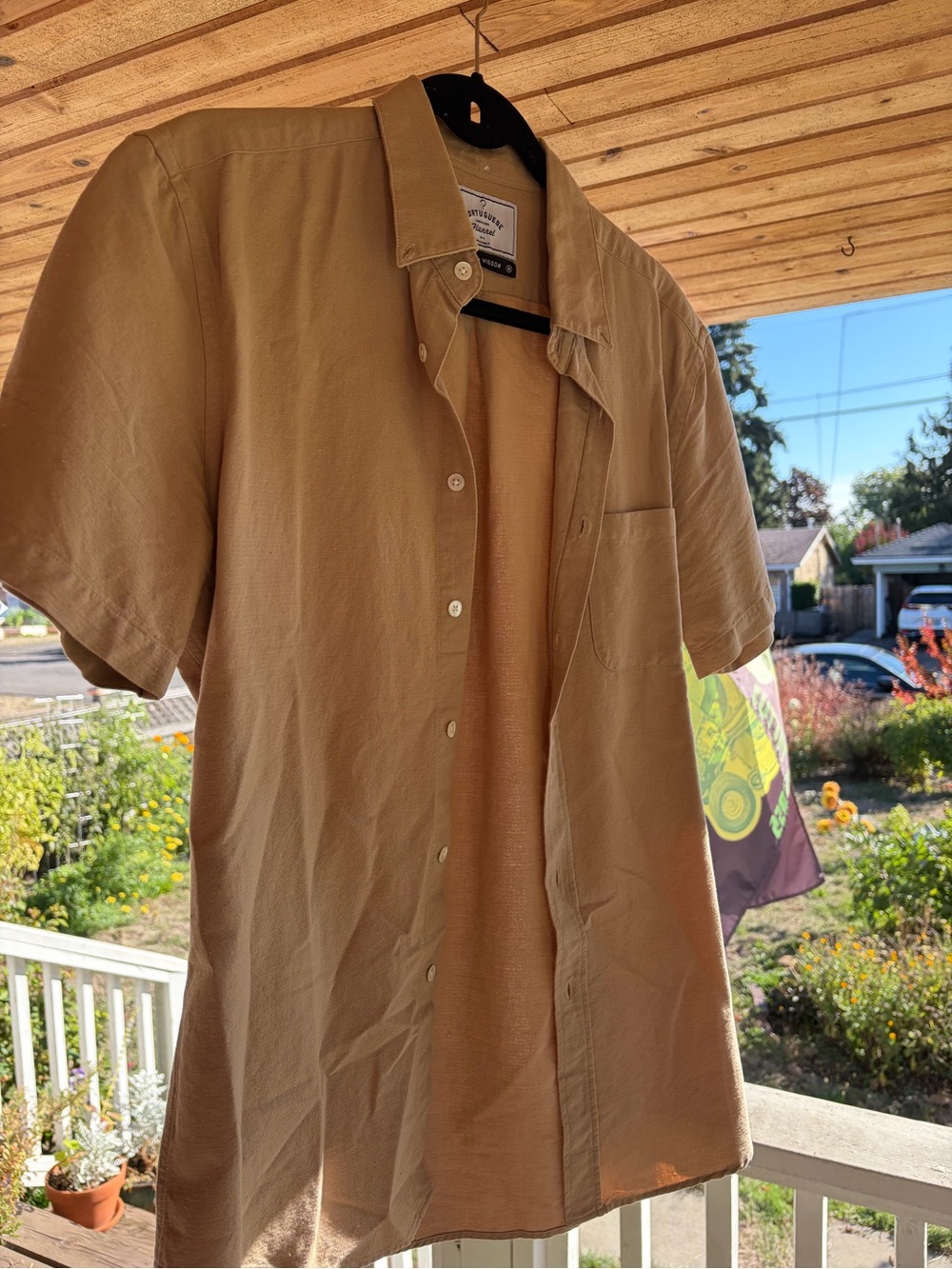 Portuguese Flannel - Men's Short Sleeve Casual Button-Up Shirt in Tan